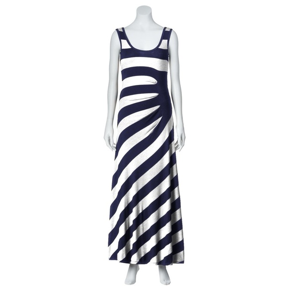 Dana Buchman Striped Maxi Dress - Women's Size 16 - Picture 1 of 9